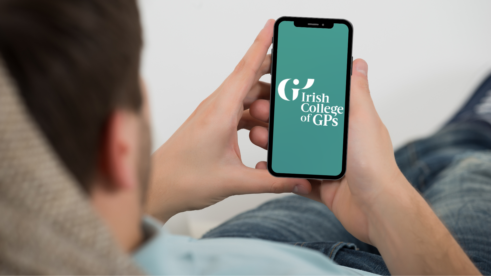 Irish College of GPs logo on a mobile phone screen